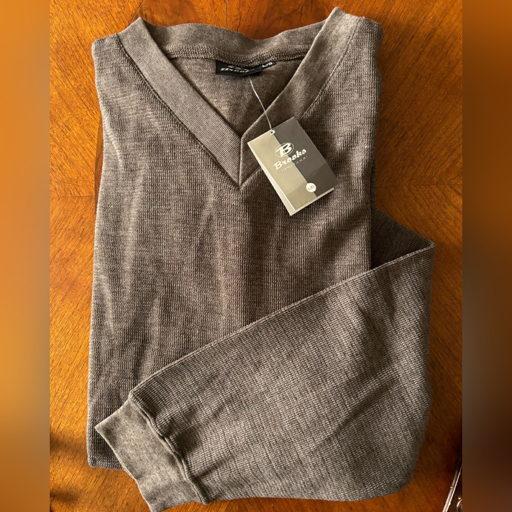 DEADSTOCK NEW Brooks Proshop Brown-Grey Vintage Sweater, Men’s L